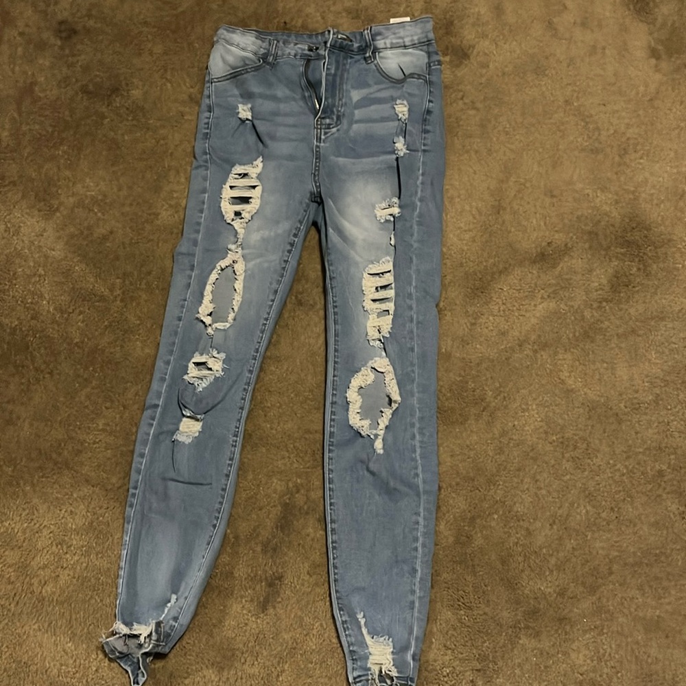 SHEIN skinny ripped stretchy jeans